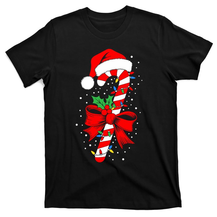 Christmas Candy Cane Boy Girl Women Pajamas T-Shirt