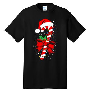 Christmas Candy Cane Boy Girl Women Pajamas Tall T-Shirt