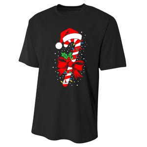 Christmas Candy Cane Boy Girl Women Pajamas Performance Sprint T-Shirt