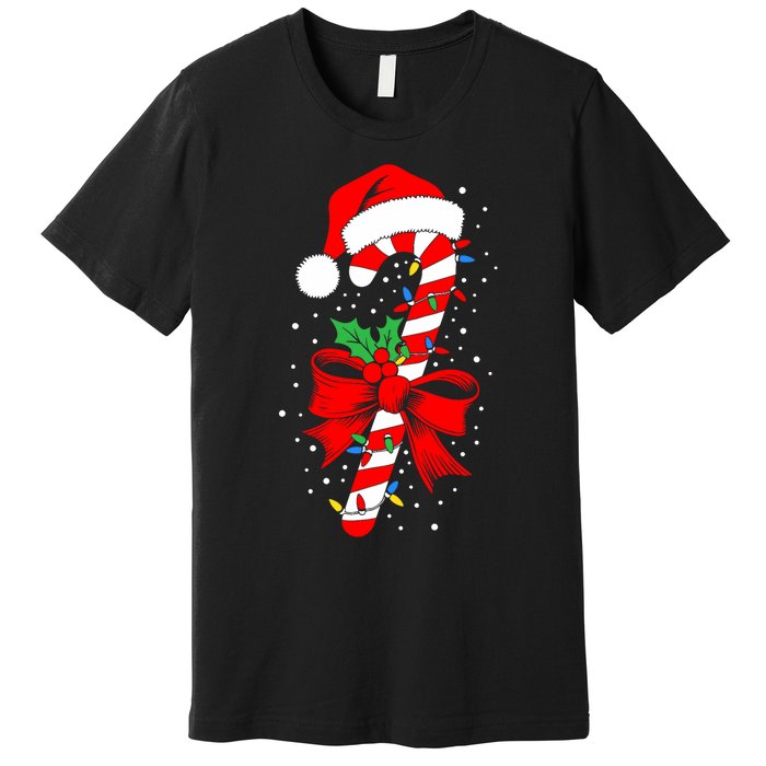 Christmas Candy Cane Boy Girl Women Pajamas Premium T-Shirt