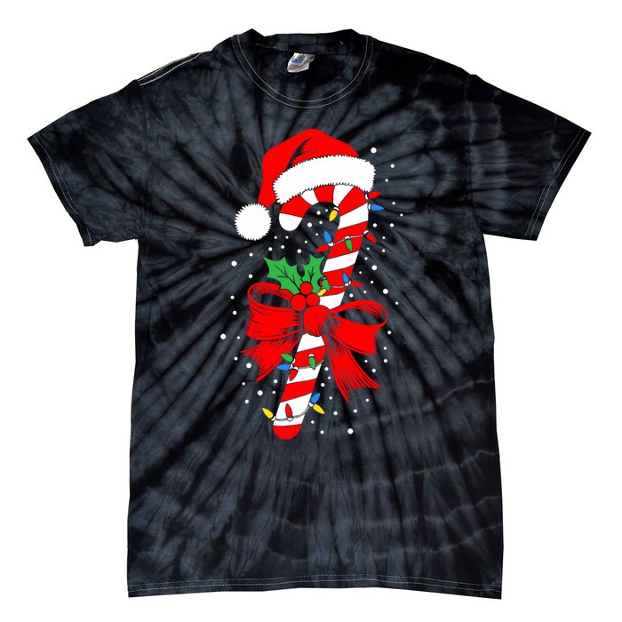 Christmas Candy Cane Boy Girl Women Pajamas Tie-Dye T-Shirt