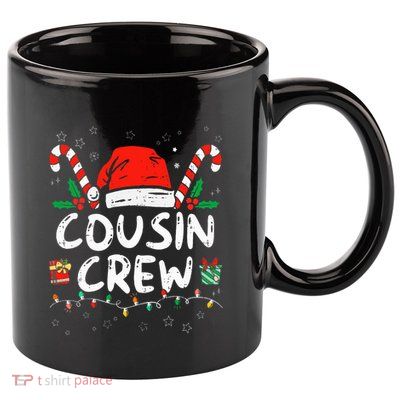 Christmas Cousin Crew Santa Hat Kids 11oz C Handle Ceramic Mug
