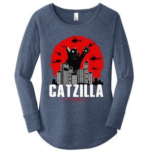 Catzilla Cute Cat Stuff For Cat Lover Cat Mom Cat Dad Women's Perfect Tri Tunic Long Sleeve Shirt