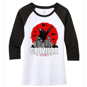 Catzilla Cute Cat Stuff For Cat Lover Cat Mom Cat Dad Women's Tri-Blend 3/4-Sleeve Raglan Shirt