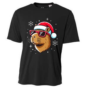 Cool Christmas Capybara With Santa Hat Cooling Performance Crew T-Shirt