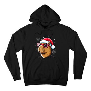 Cool Christmas Capybara With Santa Hat Hoodie