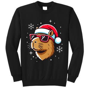 Cool Christmas Capybara With Santa Hat Sweatshirt