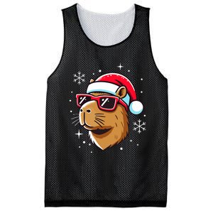 Cool Christmas Capybara With Santa Hat Mesh Reversible Basketball Jersey Tank