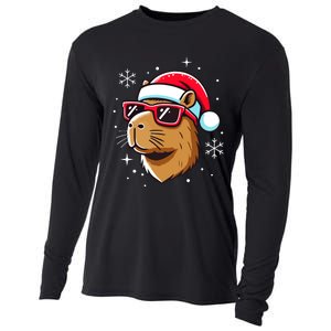 Cool Christmas Capybara With Santa Hat Cooling Performance Long Sleeve Crew