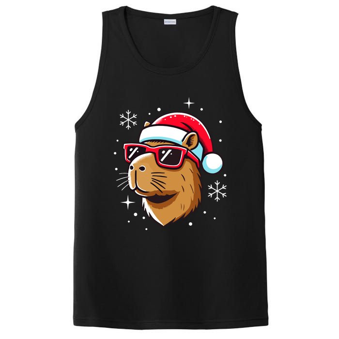 Cool Christmas Capybara With Santa Hat PosiCharge Competitor Tank