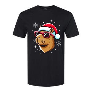 Cool Christmas Capybara With Santa Hat Softstyle CVC T-Shirt