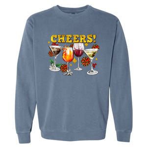 Cheers Christmas Cocktails Happy New Years Eve Party 2024 VNeck Garment-Dyed Sweatshirt