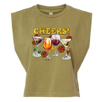 Cheers Christmas Cocktails Happy New Years Eve Party 2024 VNeck Garment-Dyed Women's Muscle Tee