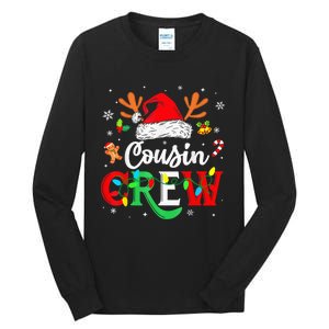 Christmas Cousin Crew Reindeer Santa Hat Lights Kid Teens Tall Long Sleeve T-Shirt