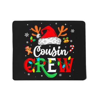 Christmas Cousin Crew Reindeer Santa Hat Lights Kid Teens Mousepad