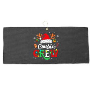 Christmas Cousin Crew Reindeer Santa Hat Lights Kid Teens Large Microfiber Waffle Golf Towel