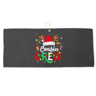 Christmas Cousin Crew Reindeer Santa Hat Lights Kid Teens Large Microfiber Waffle Golf Towel