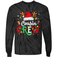 Christmas Cousin Crew Reindeer Santa Hat Lights Kid Teens Tie-Dye Long Sleeve Shirt