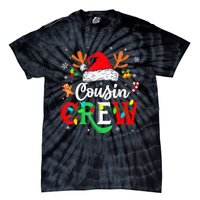 Christmas Cousin Crew Reindeer Santa Hat Lights Kid Teens Tie-Dye T-Shirt