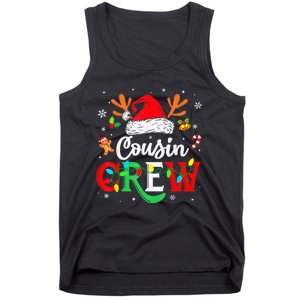 Christmas Cousin Crew Reindeer Santa Hat Lights Kid Teens Tank Top