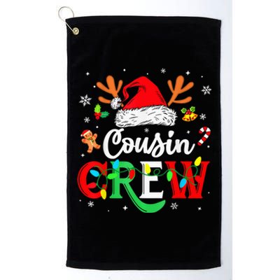 Christmas Cousin Crew Reindeer Santa Hat Lights Kid Teens Platinum Collection Golf Towel