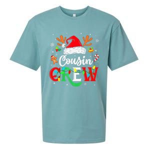 Christmas Cousin Crew Reindeer Santa Hat Lights Kid Teens Sueded Cloud Jersey T-Shirt