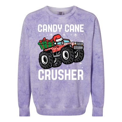 Candy Cane Crusher Christmas Monster Truck Colorblast Crewneck Sweatshirt