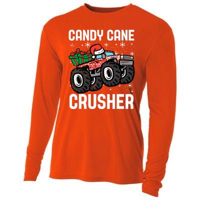 Candy Cane Crusher Christmas Monster Truck Cooling Performance Long Sleeve Crew