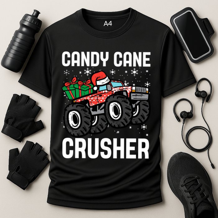 Candy Cane Crusher Christmas Monster Truck Performance Shirt