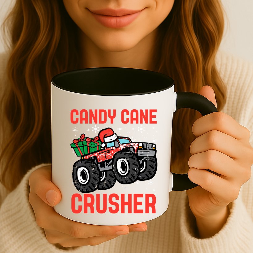 Candy Cane Crusher Christmas Monster Truck Mug