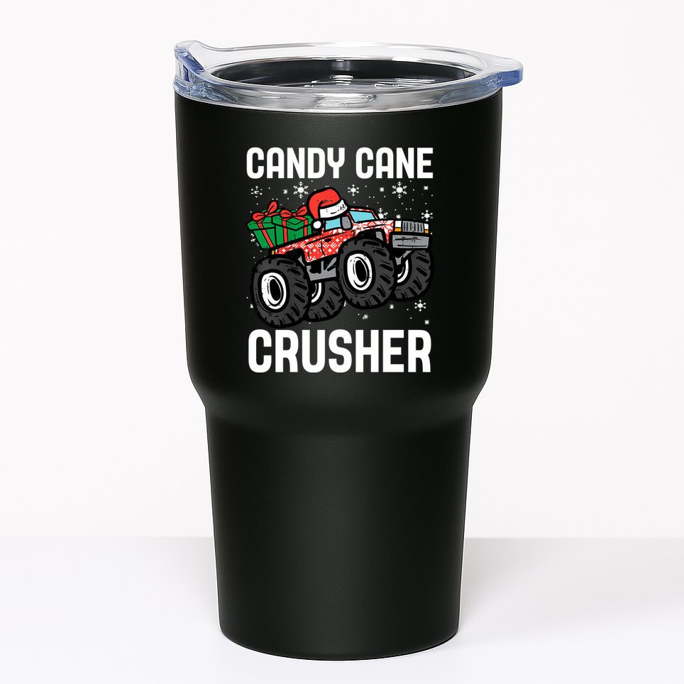 Candy Cane Crusher Christmas Monster Truck Tumbler