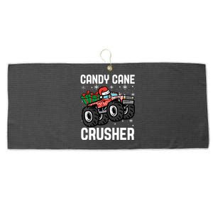 Candy Cane Crusher Christmas Monster Truck Large Microfiber Waffle Golf Towel