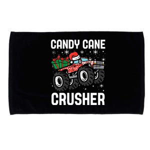 Candy Cane Crusher Christmas Monster Truck Microfiber Hand Towel