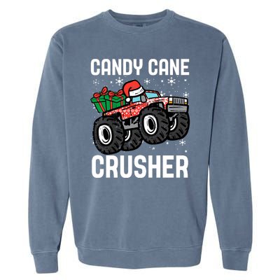 Candy Cane Crusher Christmas Monster Truck Garment-Dyed Sweatshirt