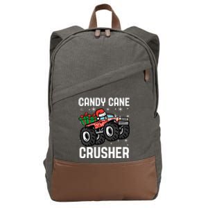 Candy Cane Crusher Christmas Monster Truck Cotton Canvas Backpack