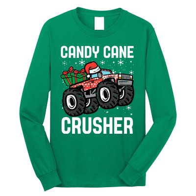 Candy Cane Crusher Christmas Monster Truck Long Sleeve Shirt