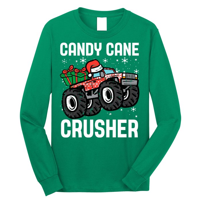 Candy Cane Crusher Christmas Monster Truck Long Sleeve Shirt