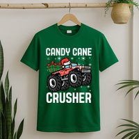 Candy Cane Crusher Christmas Monster Truck T-Shirt