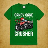 Candy Cane Crusher Christmas Monster Truck T-Shirt