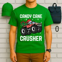Candy Cane Crusher Christmas Monster Truck T-Shirt