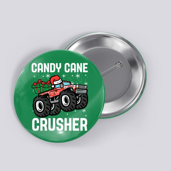 Candy Cane Crusher Christmas Monster Truck Button