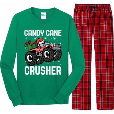 Candy Cane Crusher Christmas Monster Truck Long Sleeve Pajama Set