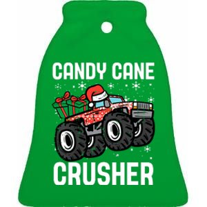 Candy Cane Crusher Christmas Monster Truck Ceramic Bell Ornament