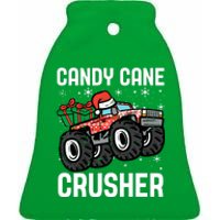 Candy Cane Crusher Christmas Monster Truck Ceramic Bell Ornament