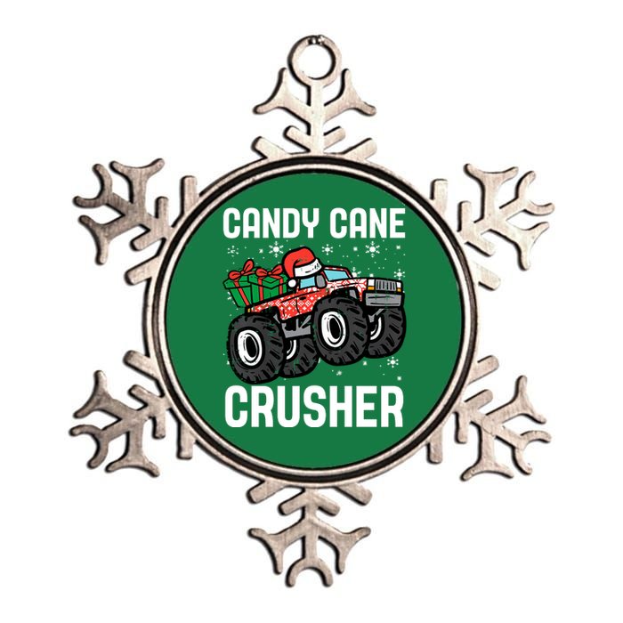 Candy Cane Crusher Christmas Monster Truck Metallic Star Ornament