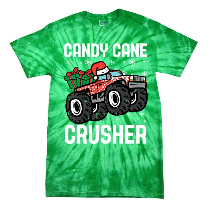 Candy Cane Crusher Christmas Monster Truck Tie-Dye T-Shirt