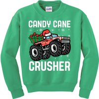 Candy Cane Crusher Christmas Monster Truck Kids Sweatshirt