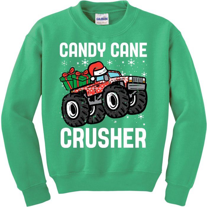 Candy Cane Crusher Christmas Monster Truck Kids Sweatshirt