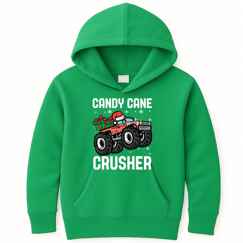 Candy Cane Crusher Christmas Monster Truck Kids Hoodie