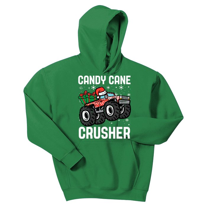 Candy Cane Crusher Christmas Monster Truck Kids Hoodie